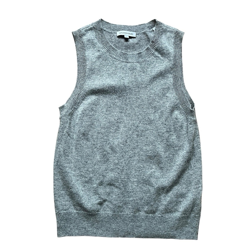 Veronica Beard 100% Cashmere Gray Sleeveless Top Sweater Vest, Size Large